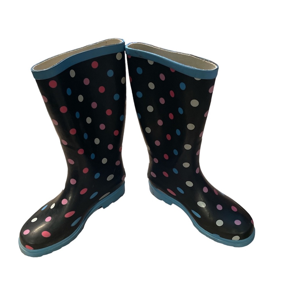 Women’s Black polka dot rain boots